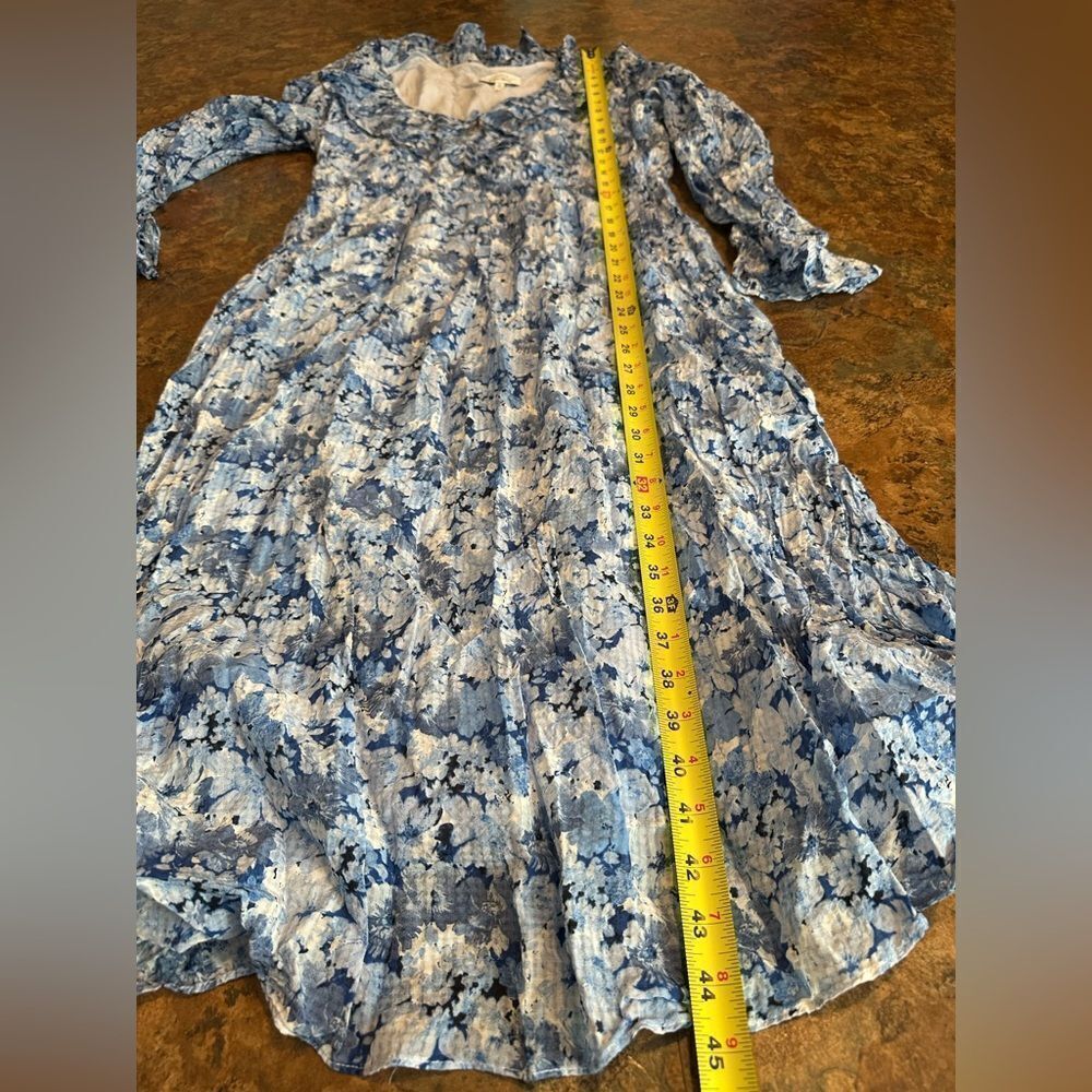 & Other Stories Voluminous Ruffle Long Sleeve Floral Midi Dress Size 10 - Picture 9 of 10